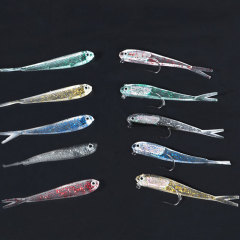 Split tail small colorful fish soft fish 75mm 6.5g Luya bait simulation soft bait with hook package lead fish fishing gear accessories