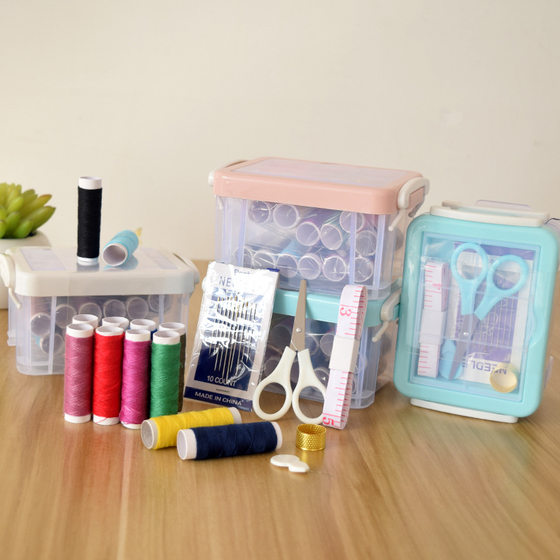 New Nordic style double-layer sewing box plastic storage sewing set sewing tool sewing bag wholesale