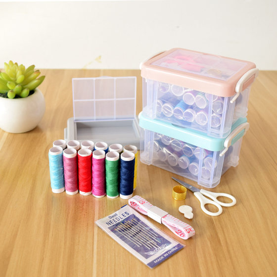 New Nordic style double-layer sewing box plastic storage sewing set sewing tool sewing bag wholesale