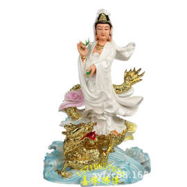 站龙滴水观音菩萨佛像 踏龙观音摆件 鳌鱼观音图片 龙游观世音