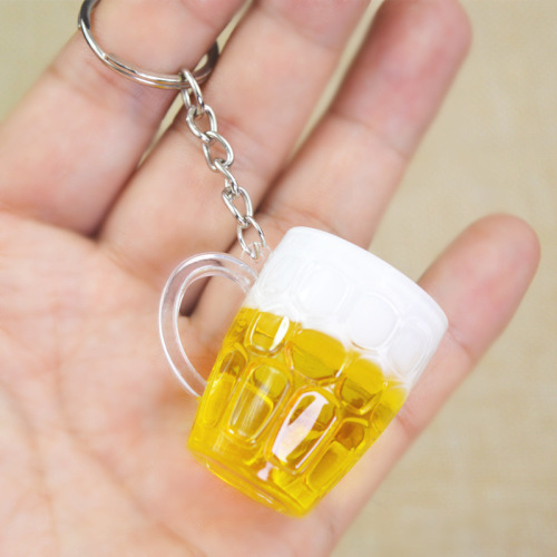 Beer Keychain Wholesale Simulation Mini Beer Mug Acrylic Craft Cup AliExpress Hot Selling Gift