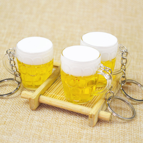 Beer Keychain Wholesale Simulation Mini Beer Mug Acrylic Craft Cup AliExpress Hot Selling Gift