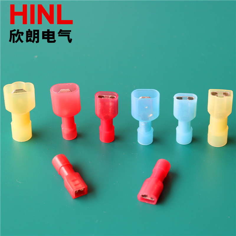 尼龙全绝缘端子 FDFN1.25-250红色冷压接线端头绝缘6.3插簧接线鼻