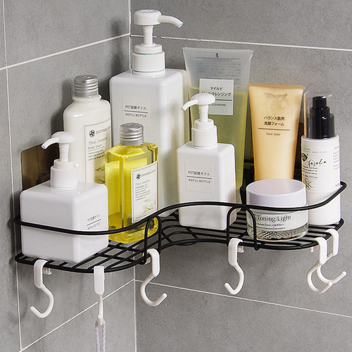 T2078 iron bathroom storage rack corner punch-free storage rack wash rack kitchen self-adhesive traceless tripod