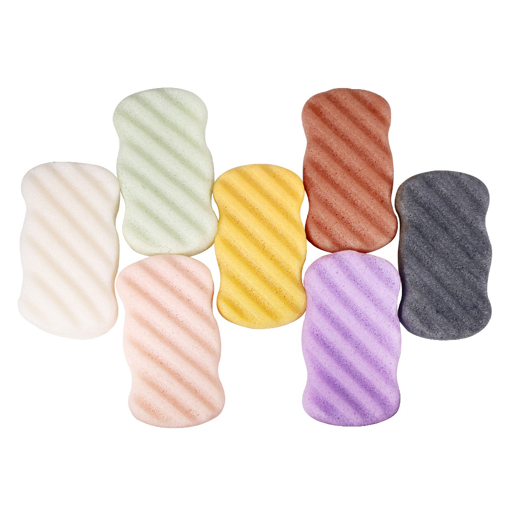 SUR herramientas de belleza FIN respetuoso del medio ambiente degradable planta konjac pegamento baño cuerpo puff onda larga patrón 7 colores