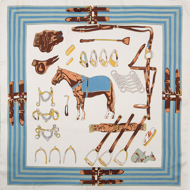 New 70 Small Square Scarf Retro Carriage Letter Printed Silk Scarf Business Wear Scarf Imitation Silk Square Scarf