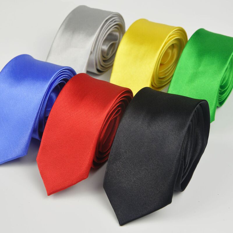 Solid color tie men's casual 5cm Korean style artificial silk narrow tie for workplace wedding business administrative wholesale