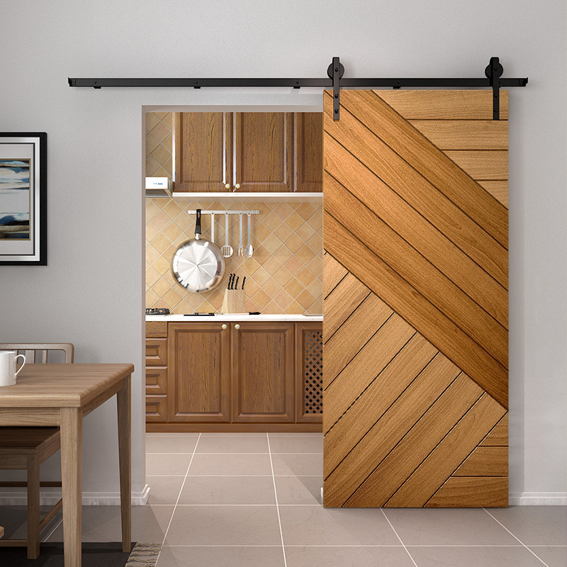 Nanjing Solid Wood Barn Door Bedroom Kitchen Partition Door Sliding Door Track Door Bathroom Sliding Door