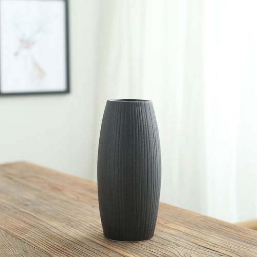 Ceramic vase simple small fresh black pottery living room home furnishings flower arrangement Japanese modern black dried flower vase