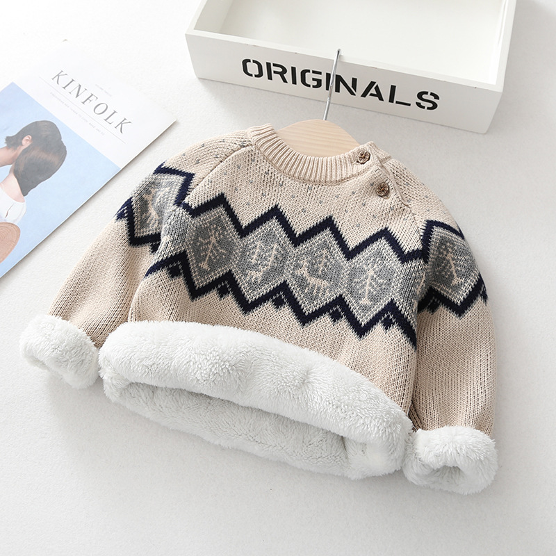 Warm retro knitted children's base cotton woolen sweater for men and women 4