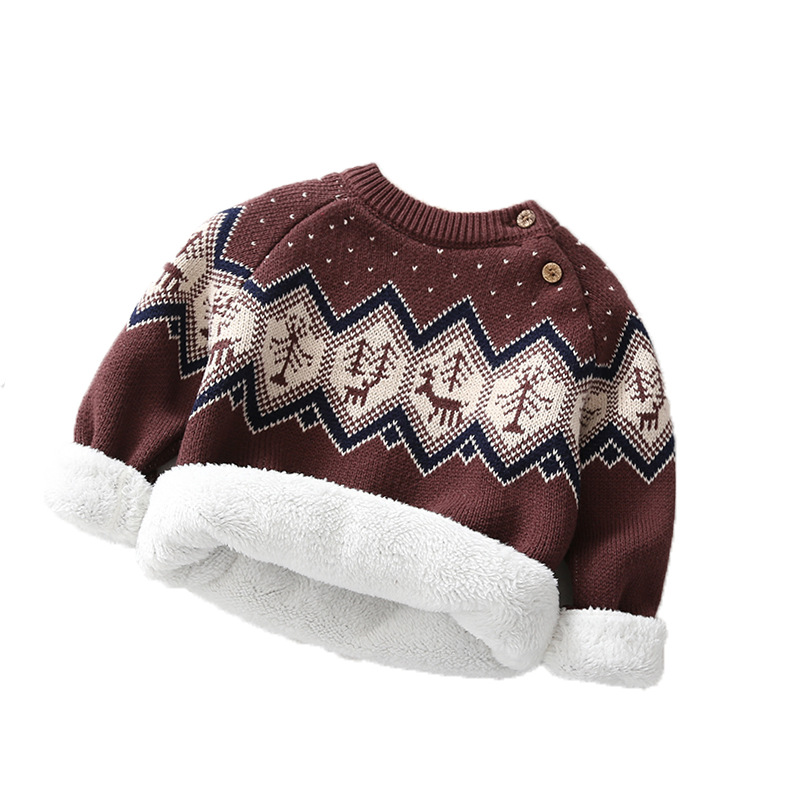 Warm retro knitted children's base cotton woolen sweater for men and women 5