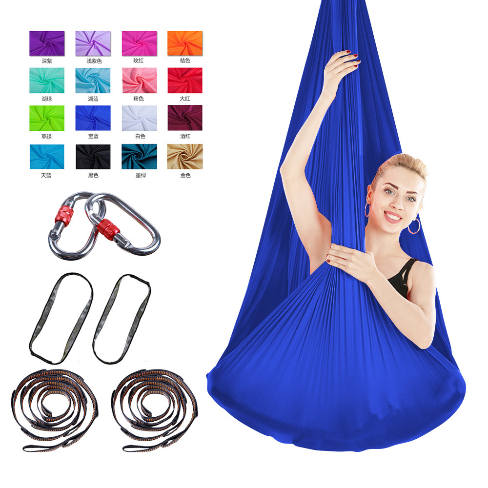 Amazon Elastic aerial yoga hammock indoor silk anti-gravity yoga knot-free containing buckle and rope