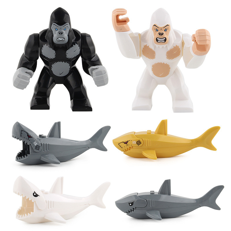 Cross-border JLB Building Blocks Assembled Shark Gorilla Animal Building Blocks Educational Toys Ornaments Model Bag Cross-border JLB Building Blocks Assembled Shark Gorilla Animal Building Blocks Educational Toys Ornaments Model Bag