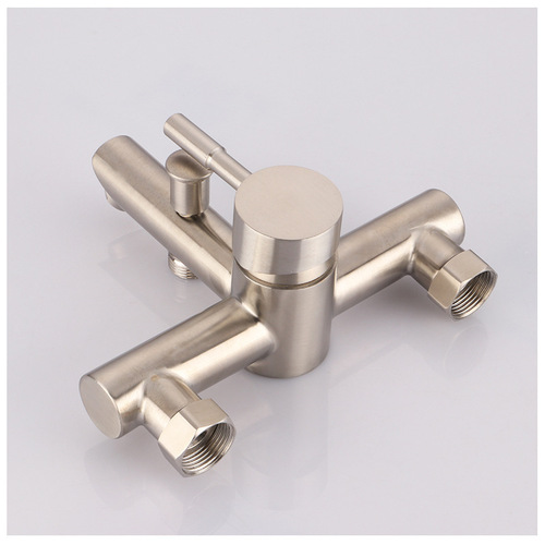 Manufacturer wholesale 304 stainless steel triple bathtub hot and cold faucet brushed shower room in-wall mixing valve faucet