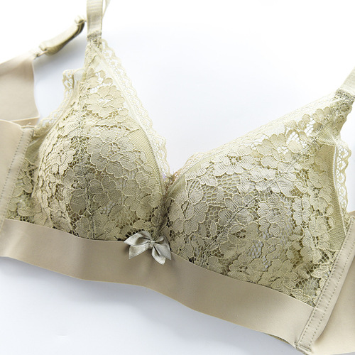 High-quality sewing technology, girly style baby cotton, any cut, soft 5CM thickened wire-free bra, lace underwear