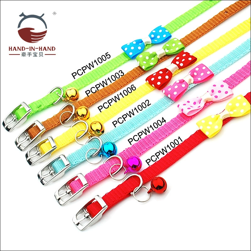 Ручные детские товары для домашних животных ошейник для домашних животных Ошейник для кошек и собак Ошейник для домашних животных Ошейник с бантом в горошек маленький шейный ремешок