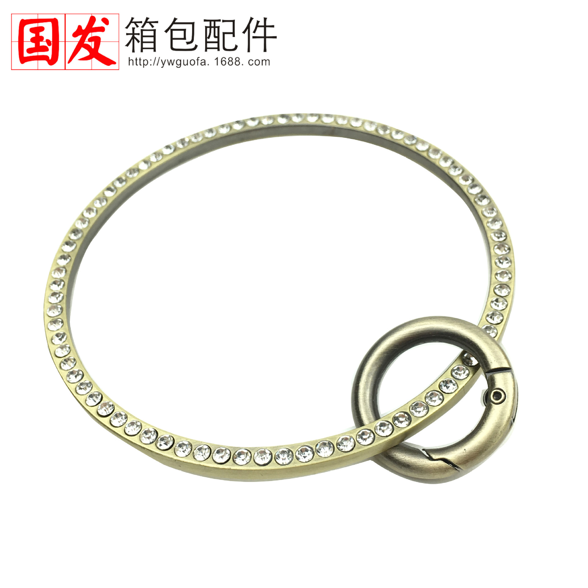 Nuevo: diámetro de 9cm pulsera de perforación redonda oro con botón de bobina círculo accesorios de bolsas DIY portátiles