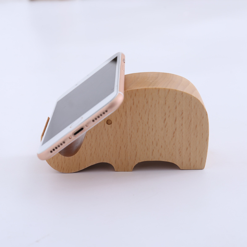 Paisaje artesanía perezoso madera teléfono móvil asiento dibujos animados animal elefante madera maciza teléfono móvil soporte fabricantes venta al por mayor talla