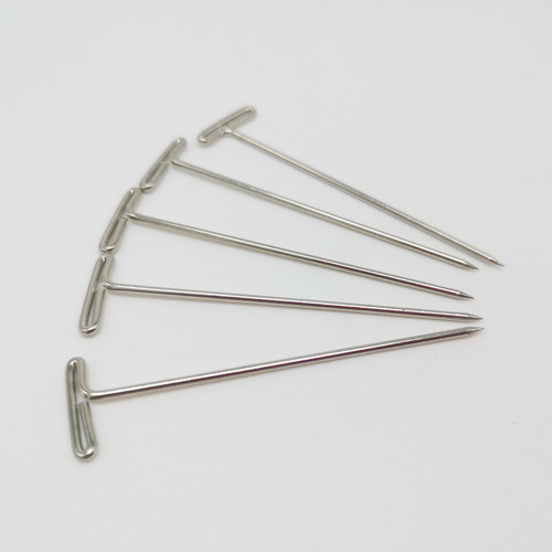 Factory supply boxed T-type needle electroplated T-shaped steel needles, wig fixing needles, irregular non-standard large headed pins, 9-letter needles