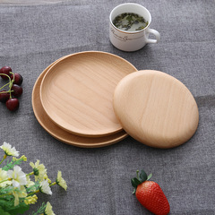 Walnut wood unpainted wooden tray household Japanese-style wooden dinner plate fruit bowl coffee cup bread small plate factory wholesale