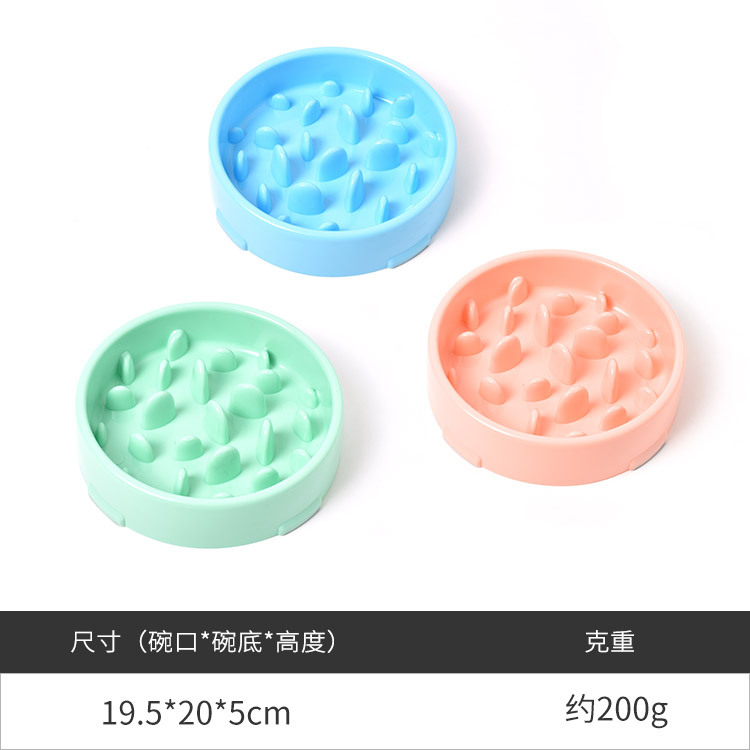 Nuevos suministros para mascotas tazón de plástico para mascotas Slow Food Bowl perro anti-estrangulamiento tazón de comida para mascotas tazón de una sola pieza de entrega