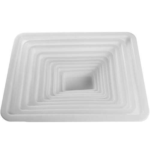 Rectangular plastic white lidless storage box supermarket kitchen ice tray food square basin barbecue spicy hotpot distribution basket