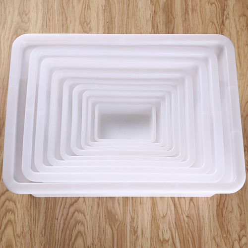 Rectangular plastic white lidless storage box supermarket kitchen ice tray food square basin barbecue spicy hotpot distribution basket