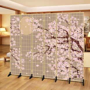 Japanese style Ukiyo-painted tatami partition printing Plaid photography background Bar Club jujiu House folding screen