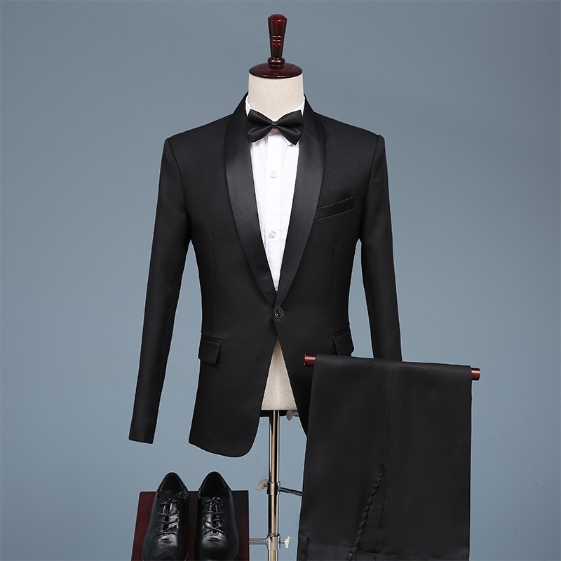 Suit Set Yako Collar Men's 2023 New Groom Wedding Dress Stage Youth Host Singer Performance Suit