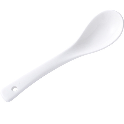 Pure white ceramic tableware spoon curved hook fork spoon Chinese rice spoon thickened western restaurant hotel spoon wholesale
