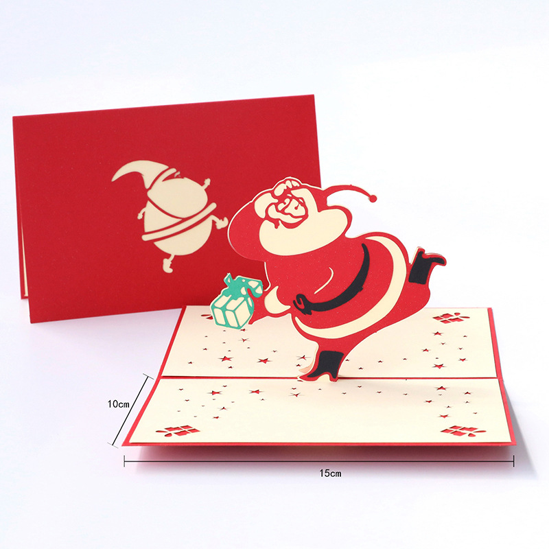 Creative Santa Claus Card Three-dimensional Greeting Card3 D Hollow Handmade Postcard Birthday Blessing Card