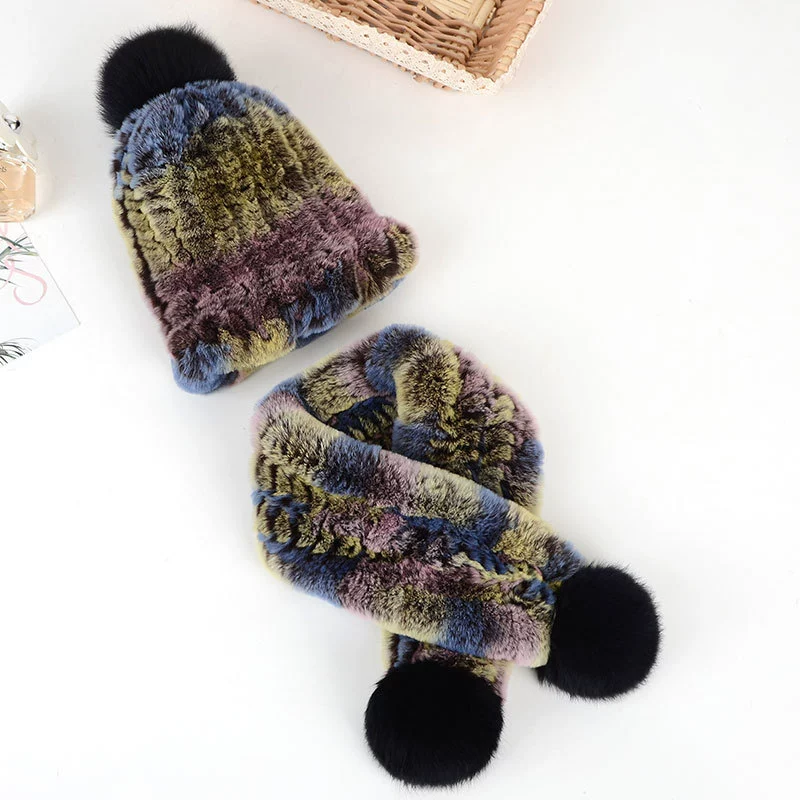 Children's hat, scarf, winter set, woven cap for boys