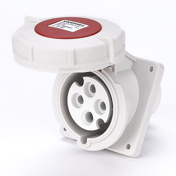 国曼电气工业插座 32A4芯 MN3442 暗装斜座 环保黄铜