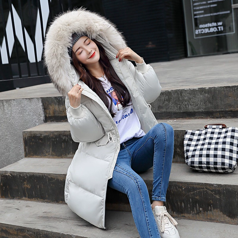 (Cross-border trading), long down jacket with down, 2023 collection, Korean style, mid-length, increased thickness