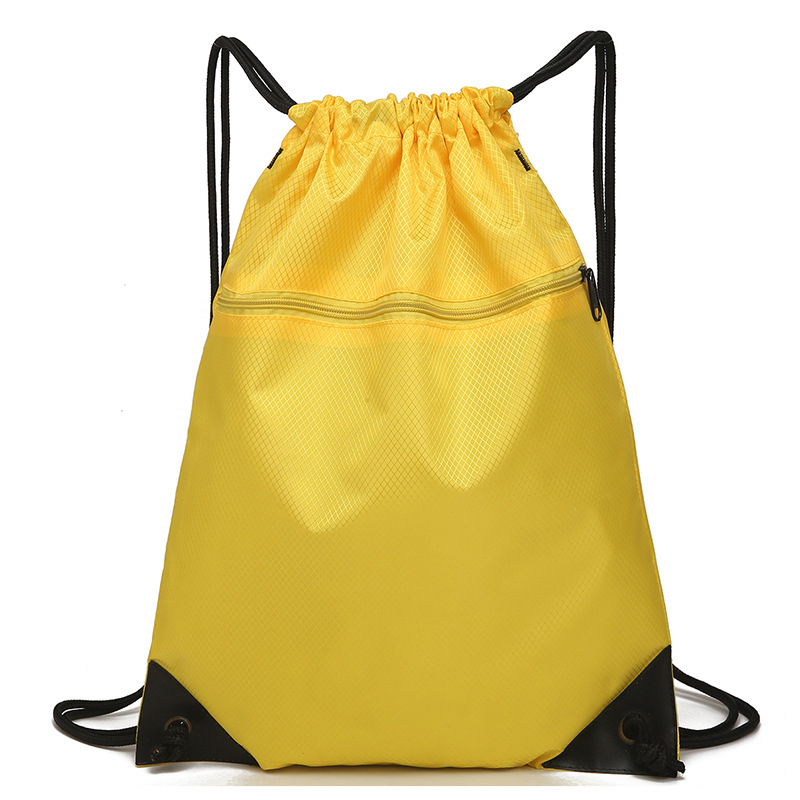 Bolsa deportiva impermeable con cordón, disponible en stock, mochila con cordón de color sólido simple, mochila ligera para exteriores, bolsa con cordón de nailon.