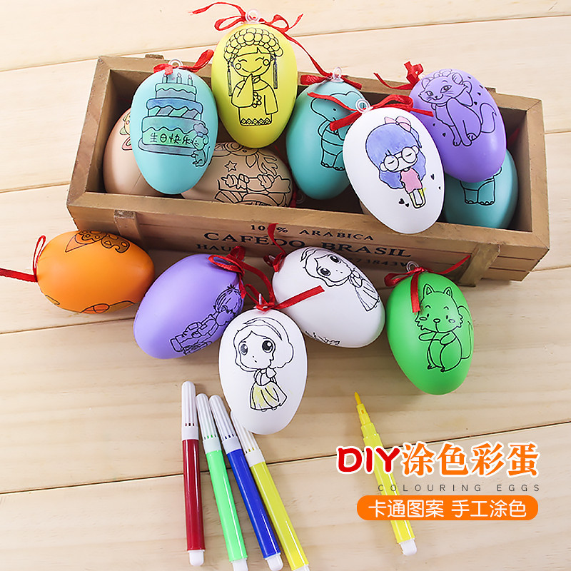 Huevos de Pascua para Pintar DIY Set de 5 Piezas de Plástico, para Pintar DIY para Manualidades de Pascua