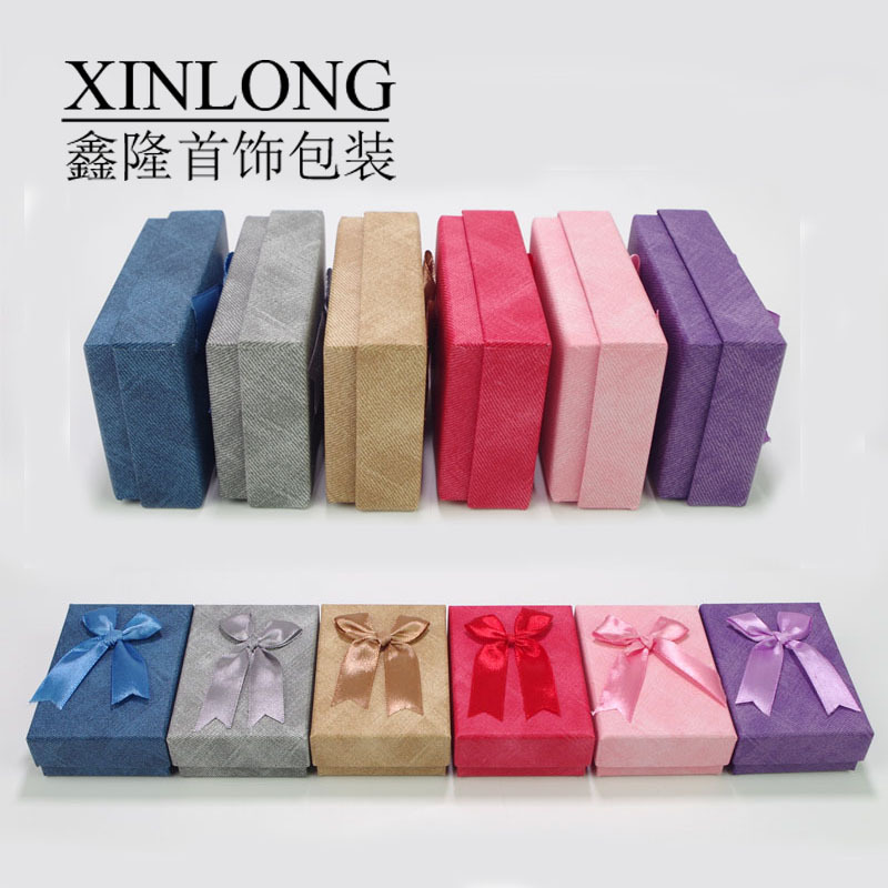 新款现货首饰品盒项链包装盒耳钉盒戒指小盒蝴蝶结丝带