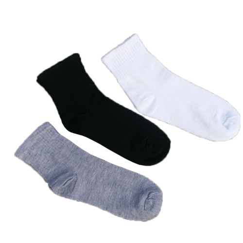 Independently packaged mid-calf socks solid color men's socks wholesale shoes and clothing gift socks street stall socks manufacturer polyester cotton men's socks
