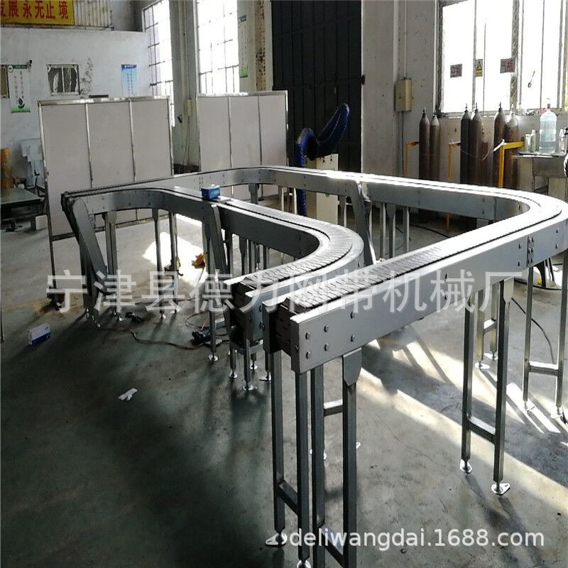 塑料链板输送机POM材质链板输送流水线转弯链板传送机