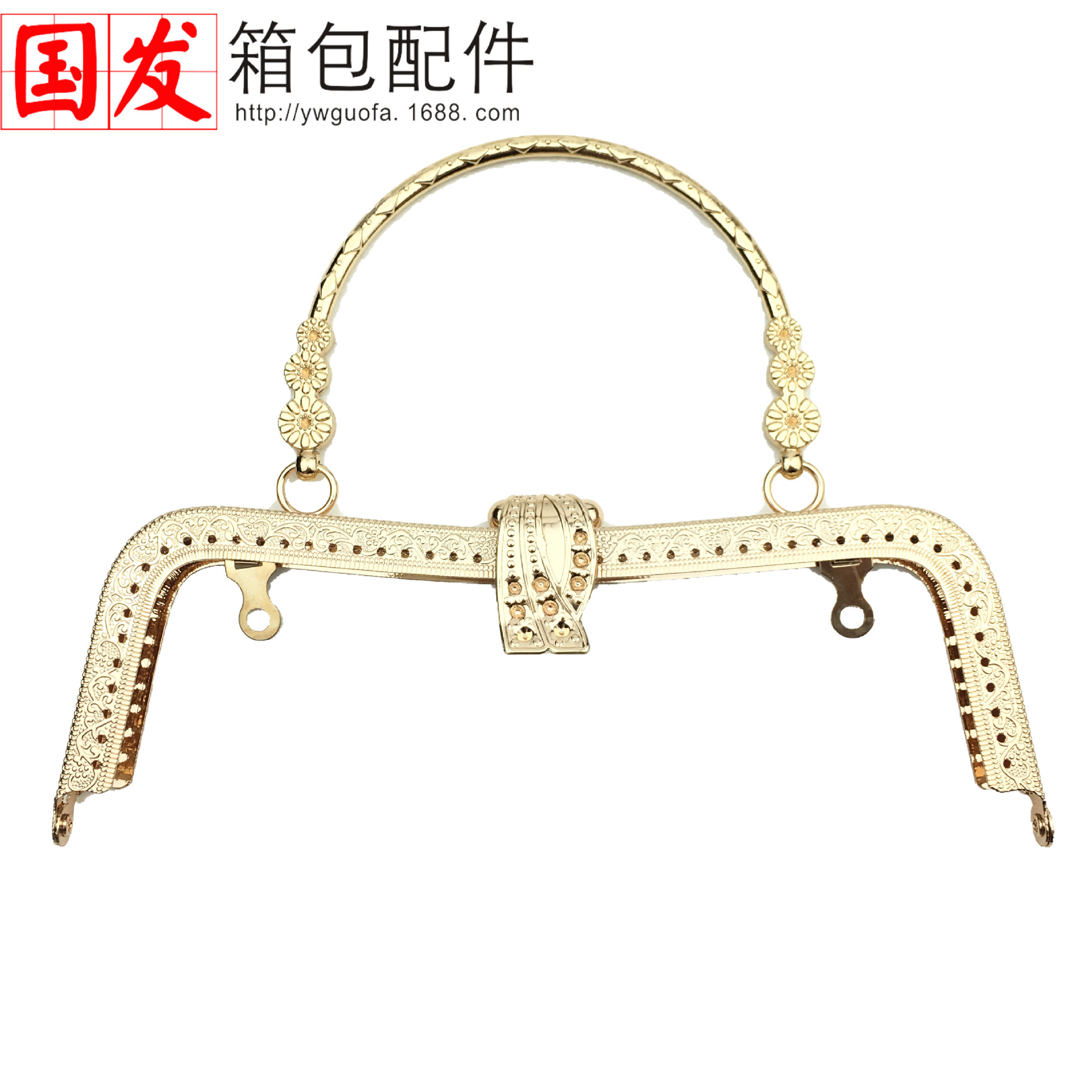 20cm cintura cóncava en relieve hojas grandes tres flores mano mano oro mano mano oro accesorios bolsa de material DIY