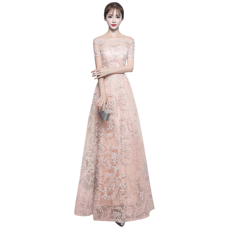Vestido de noche color champán para mujer, modelo 2026, elegante vestido de un solo hombro para anfitriona de reunión anual, corte ajustado y largo. image 6