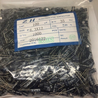 直插 100uF 35V 铝电解电容 体积6*7/12mm 35V100uF 开关电源电容