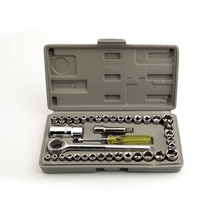 40-piece coche motocicleta combinación herramienta manga conjunto Caja de Herramientas llave socket combinación Kit
