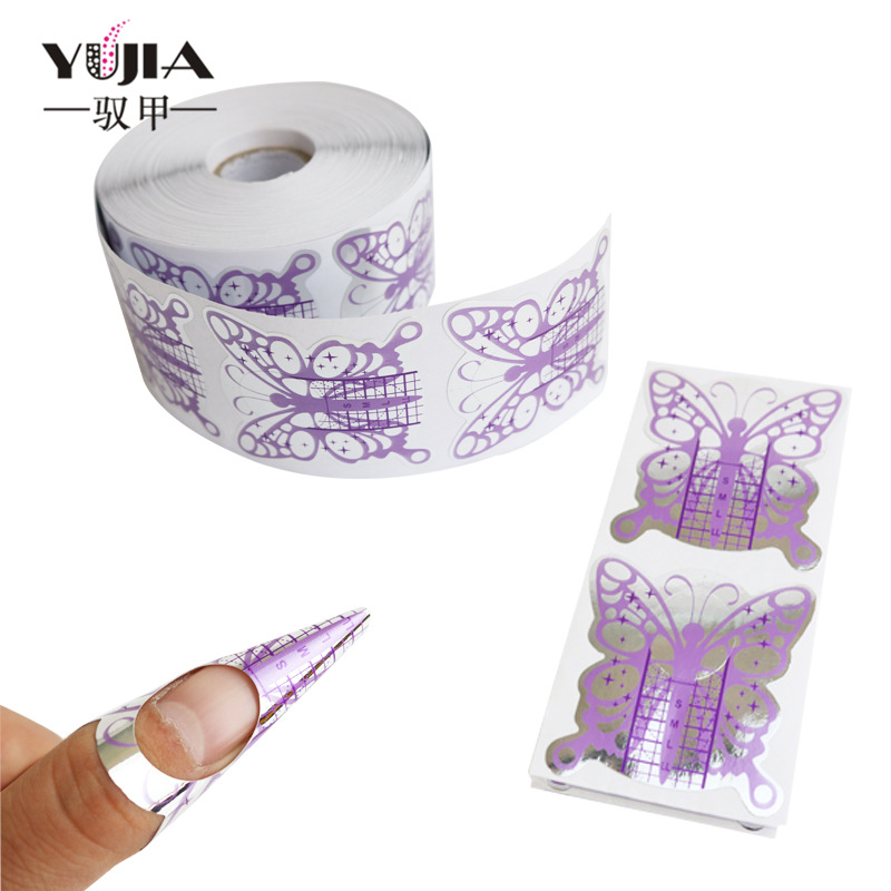 Nuevo brillante manicura púrpura mariposa titular de papel 100/500 piezas fototerapia uñas extensión uñas titular de papel especial