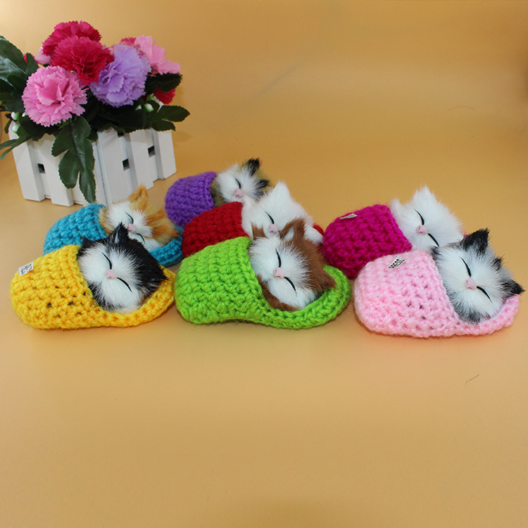 Simulación gato llamará lindo gatito peluche juguete simulación gato decoración zapatillas gato muñeca gato suministro directo de fábrica