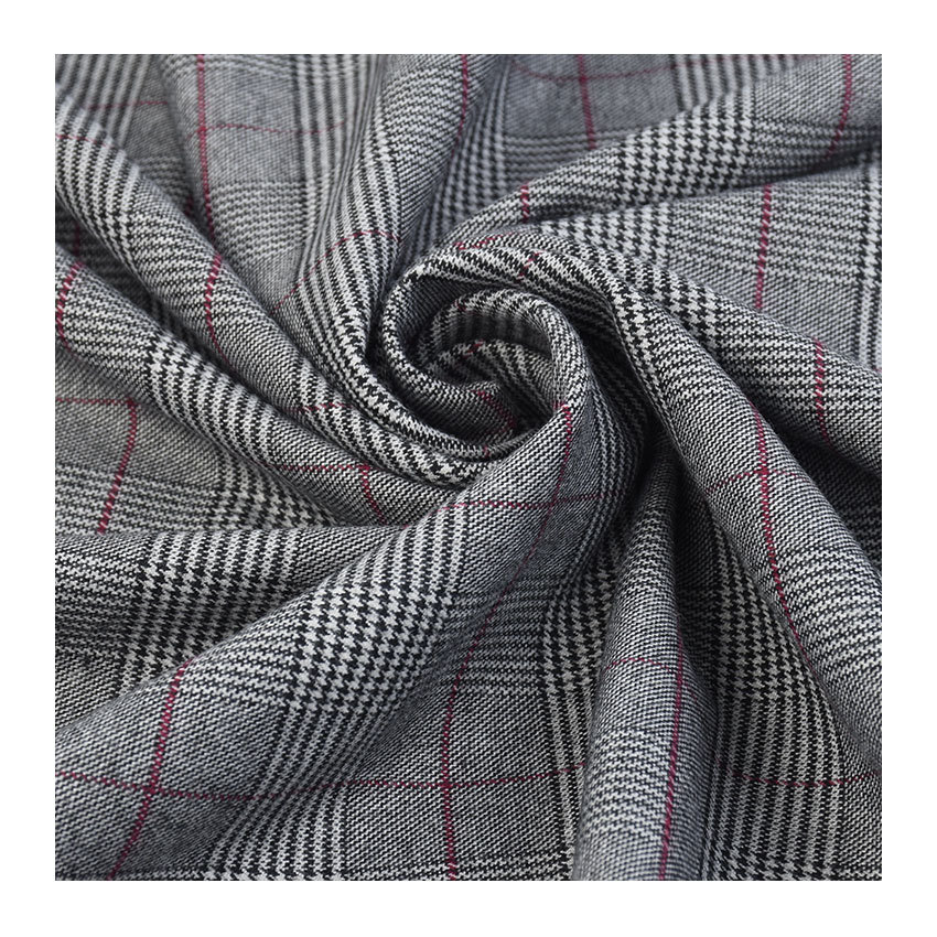 涤粘色织弹力格子磨毛  磨毛格子布 32双涤粘格子  涤粘弹力格子