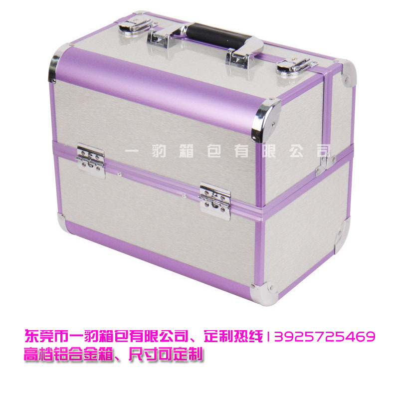 定 制时尚便携手提铝合金化妆盒 珠宝首饰箱 专业化妆箱