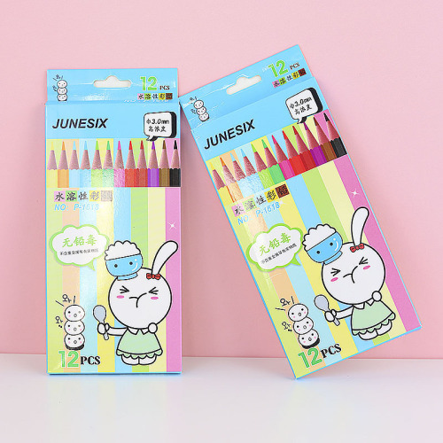 JUNESIX 3.0 premium core water-soluble colored pencils, watercolor painting heat shrinkable sheet pencils, 12-color set