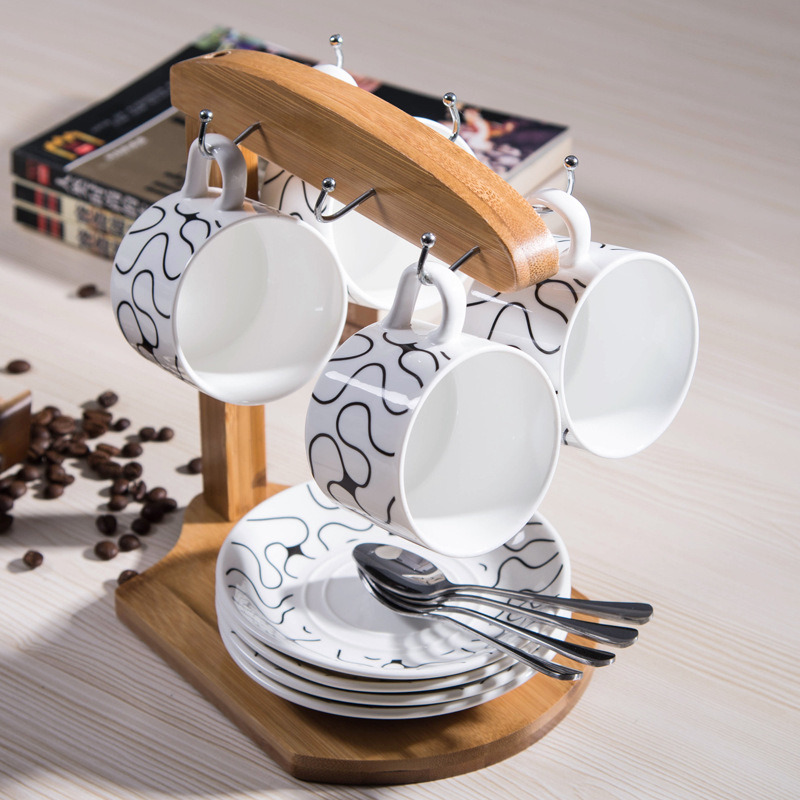 Tazas de cerámica tazas de agua tazas de café creativas con un conjunto completo de platos de 6 piezas al por mayor