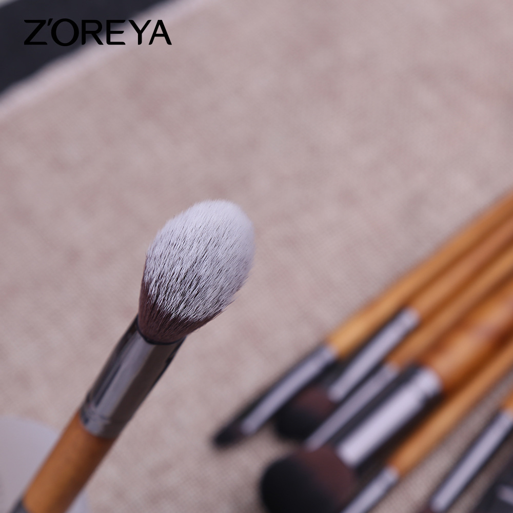 Zhuolya resaltar corrector cepillo herramientas de belleza polvo suelto rubor sombra de ojos cepillo 9 imitación nogal maquillaje cepillos traje